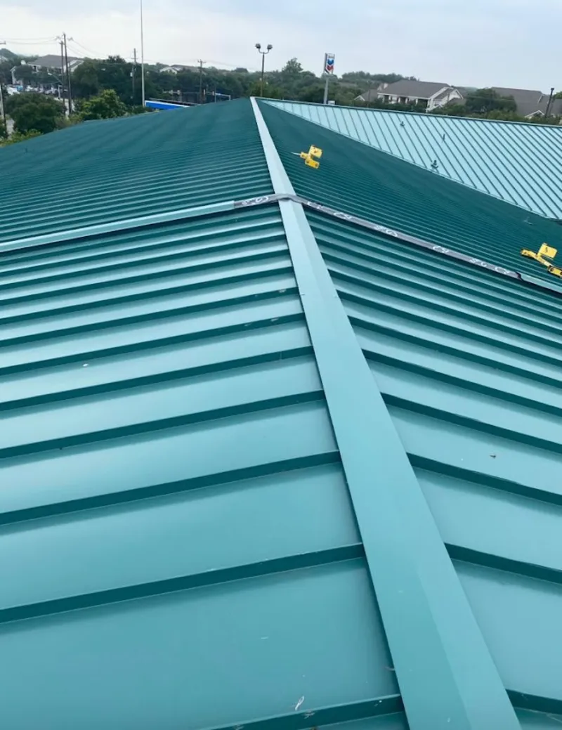 Green commercial metal roof ridge and valley for Metal Roof Repair in Palmetto